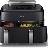 Philips 5000 Series Dual Basket Airfryer - NA551/00 - Stoomfunctie - Dubbele Mand - 9L - Tot 6 Personen