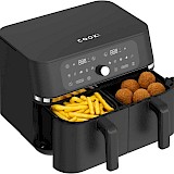 Dubbele Airfryer XXL 9L - 2×4.5L - 3200W - 11 Programma’s - Smart Finish & Match Cook - 60–200°C Instelbaar - PFAS-vrij - Vaatwasserbestendige Manden - COOK-IT
